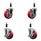 Service Caster 4'' SS Red Poly Wheel Swivel 7/8'' Expanding Stem Caster Set 2 Brakes, 4PK SCC-SSEX20S414-PPUB-RED-2-TLB-2-78 - alternate 1